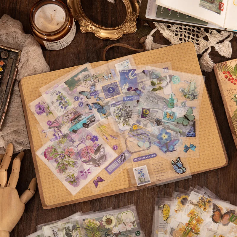 100 pcs Vintage Nature Stickers Pack