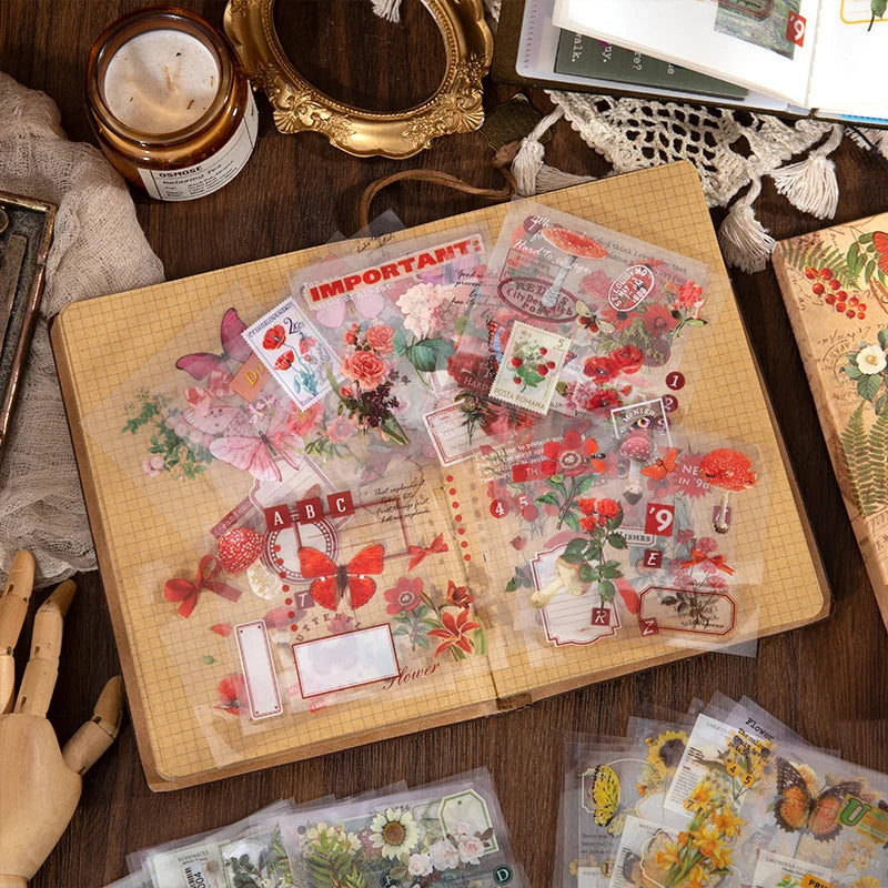 100 pcs Vintage Nature Stickers Pack