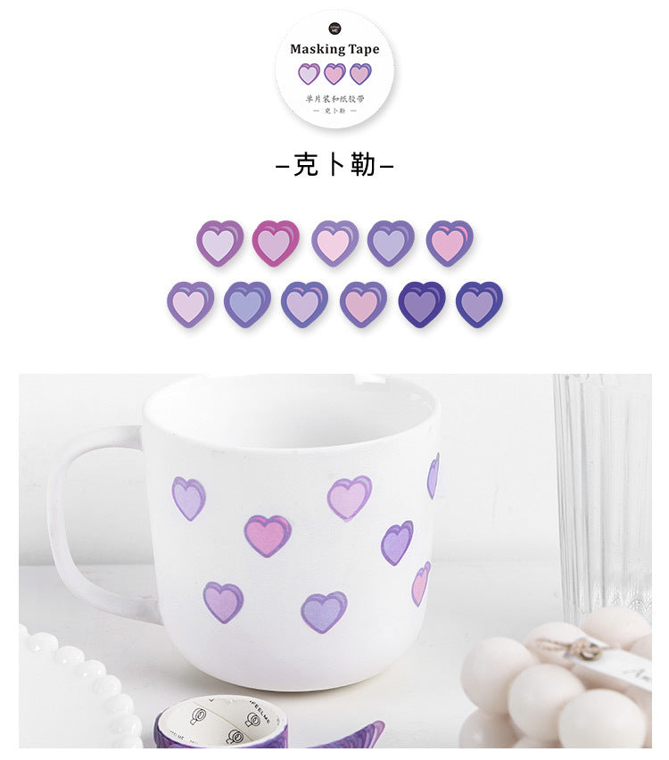 Candy Color Heart Adhesive Stickers Washi Tapes