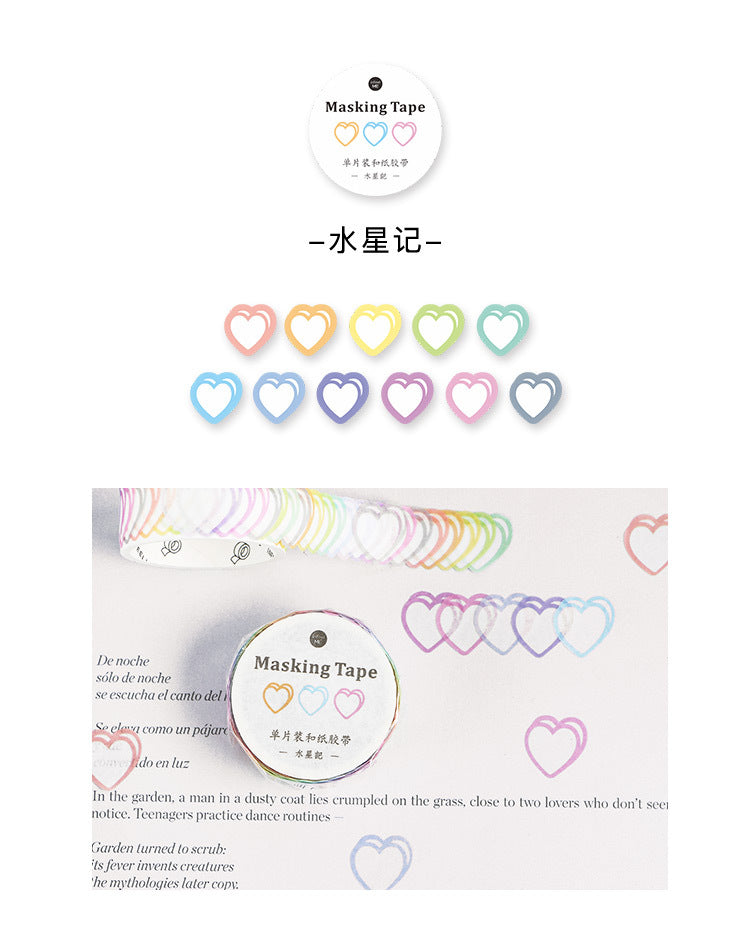 Candy Color Heart Adhesive Stickers Washi Tapes