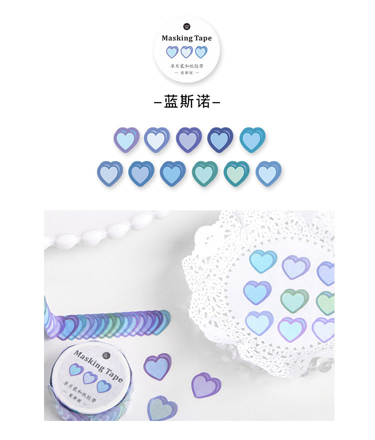 Candy Color Heart Adhesive Stickers Washi Tapes