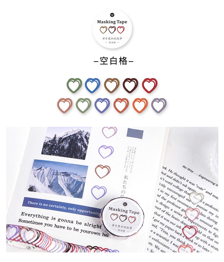Candy Color Heart Adhesive Stickers Washi Tapes