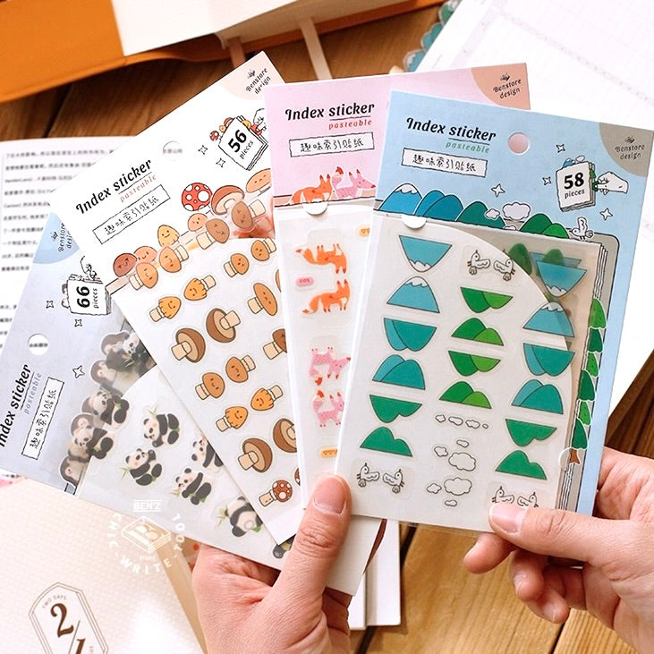 Cute Nature and Animals Index Stickers