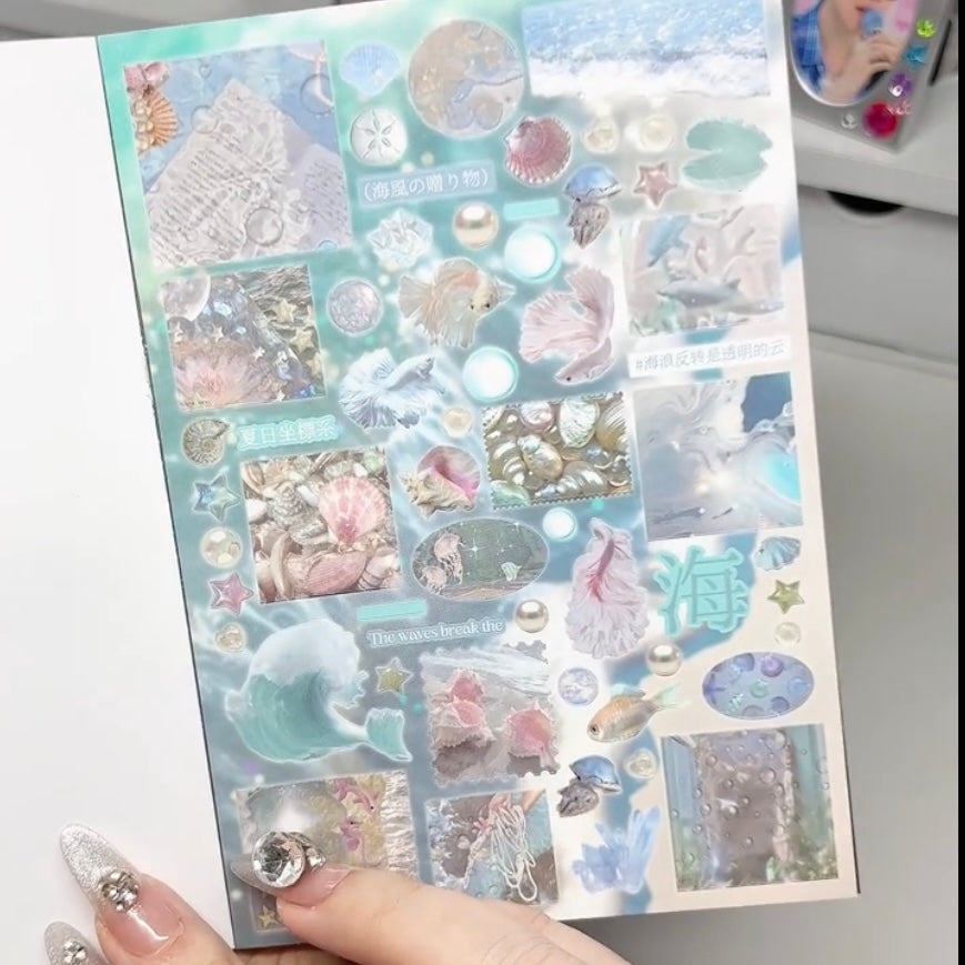 Blue Rain Retro Sticker Book