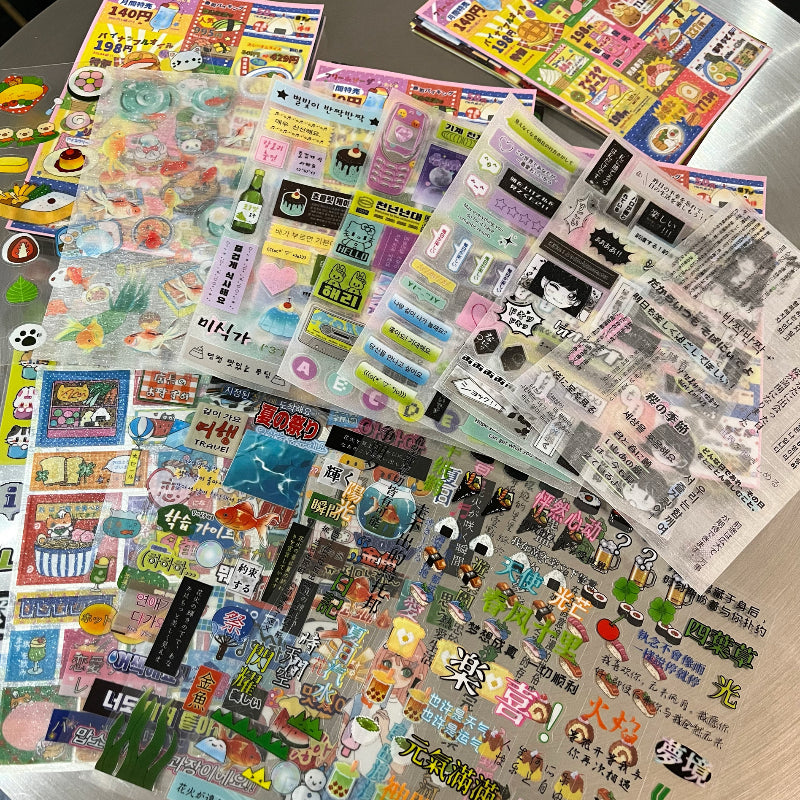 27 sheets Japanese Retro Sticker Bag