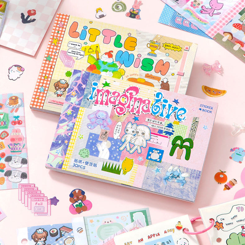 Two-Pieces 2in1 Retro Sticker Book