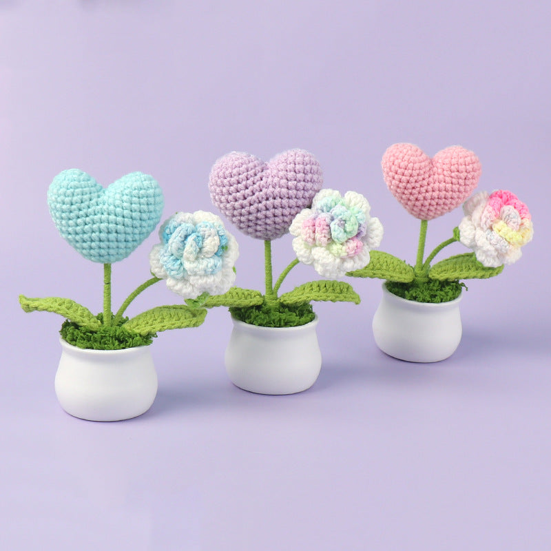 Rejoyce Handmade Crochet Potted Rose with Heart