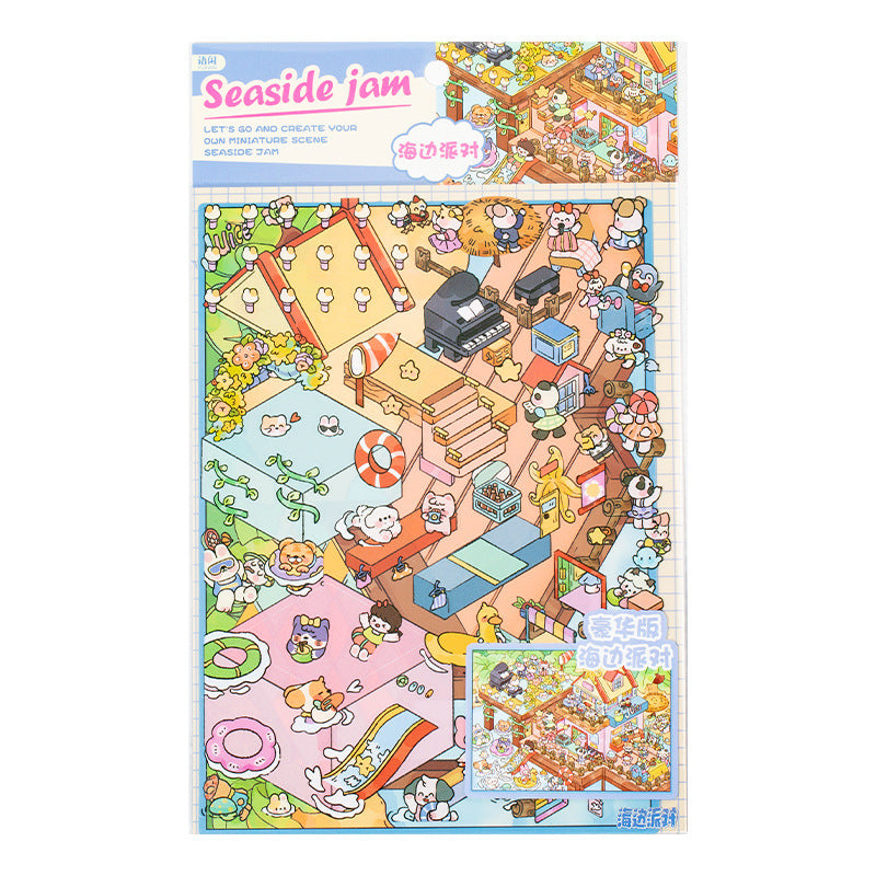 Beach Resort Landscape Sticker Set