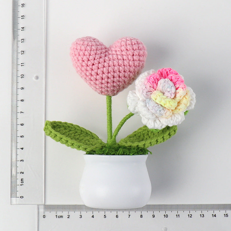 Rejoyce Handmade Crochet Potted Rose with Heart