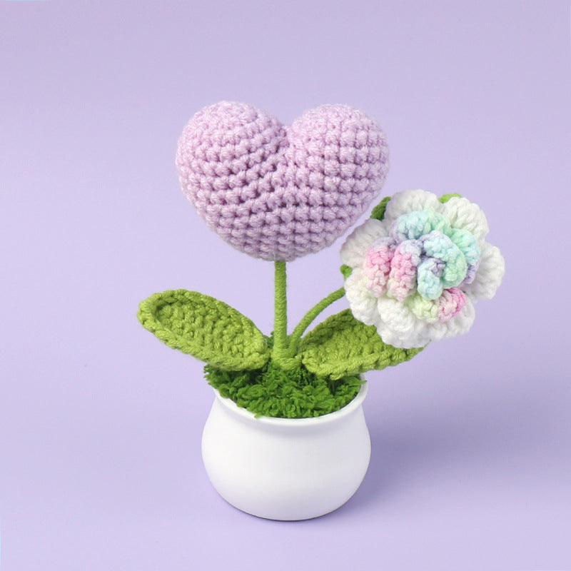 Rejoyce Handmade Crochet Potted Rose with Heart