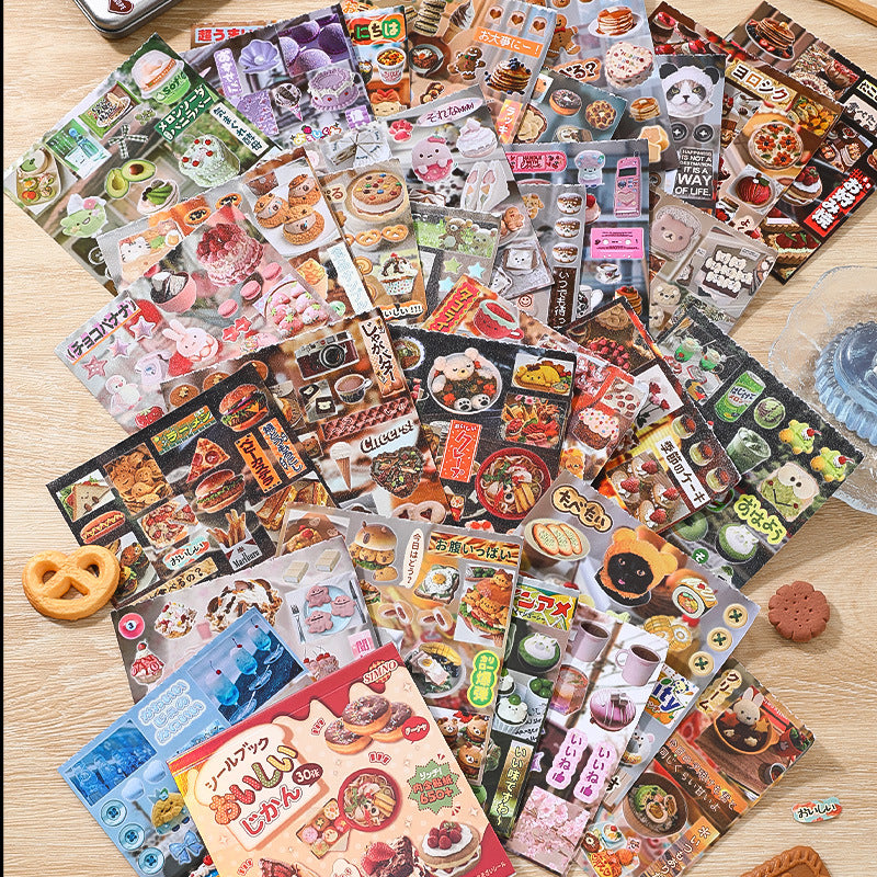 650pcs Retro Foods Sticker Book