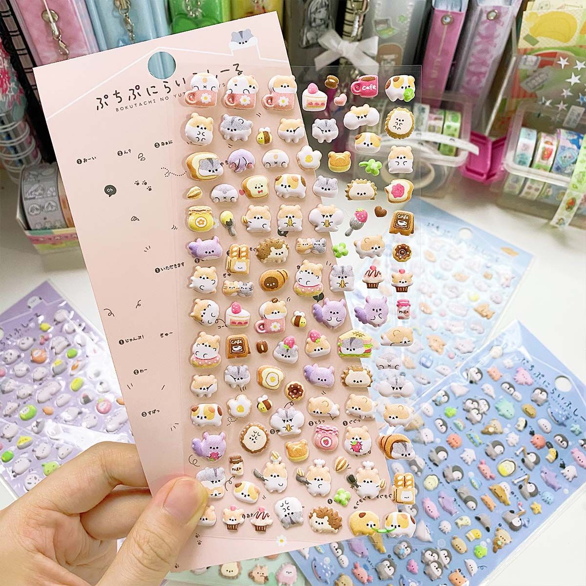 Cute Carton Puffy Sticker Sheet