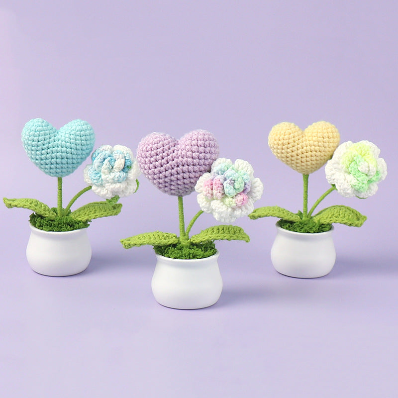 Rejoyce Handmade Crochet Potted Rose with Heart