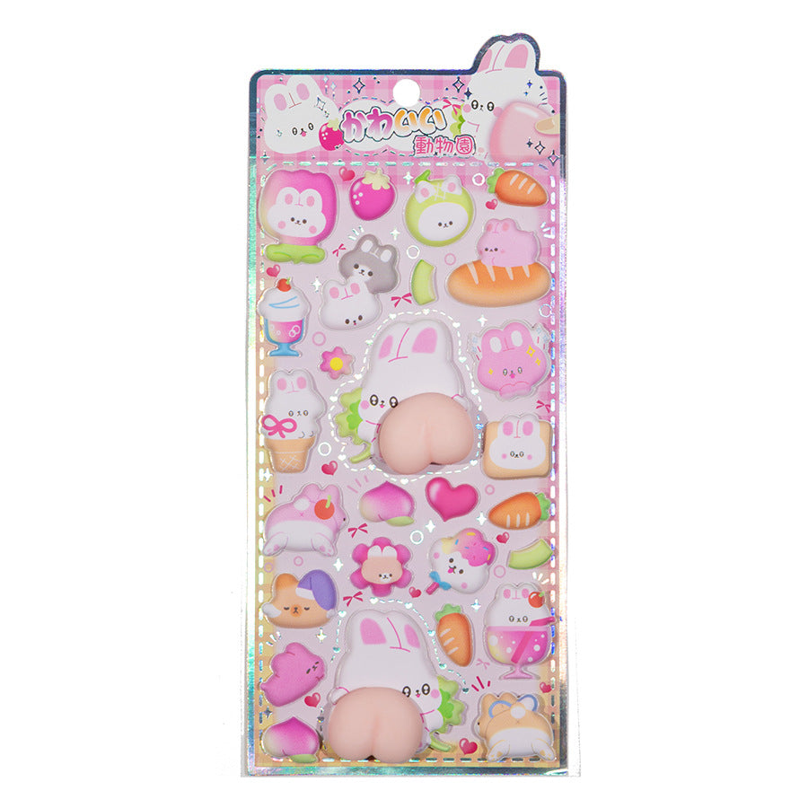 Cute Animal Squishy Puffy Sticker Sheet Vol.1