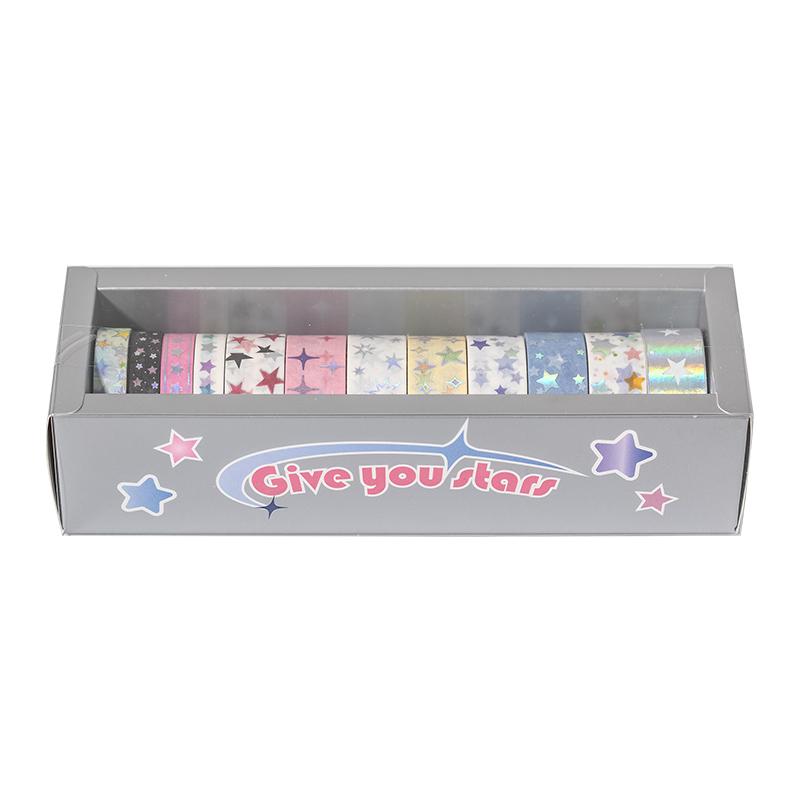 12 Rolls Glitter Star Washi Tape Set