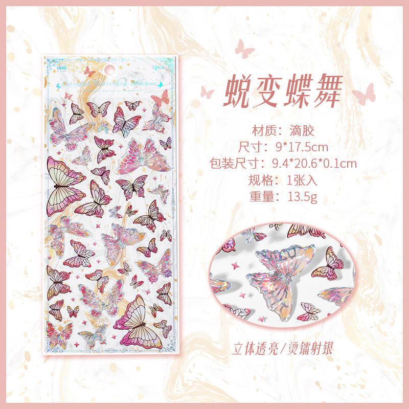 Irdescent Butterfly 3D Sticker Sheet