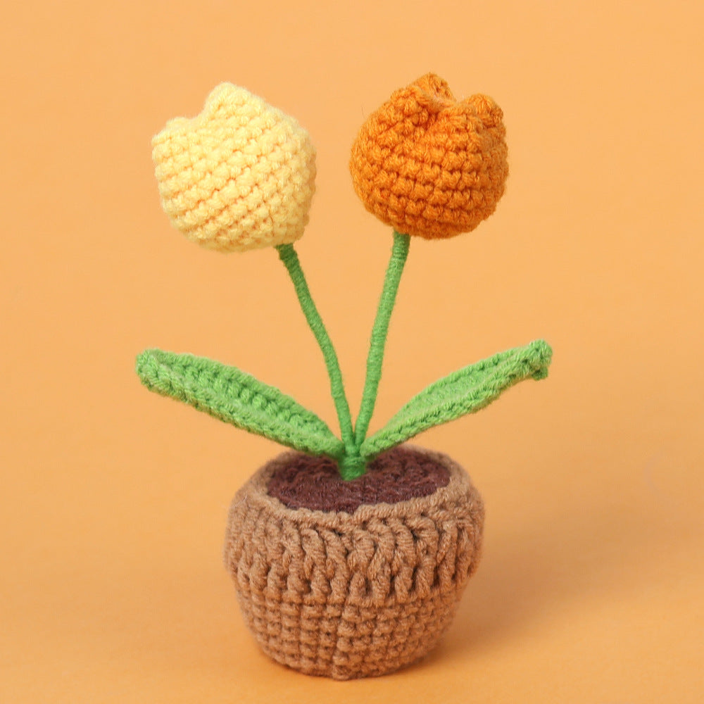Rejoyce Handmade Crochet Two Heads Potted Tulip