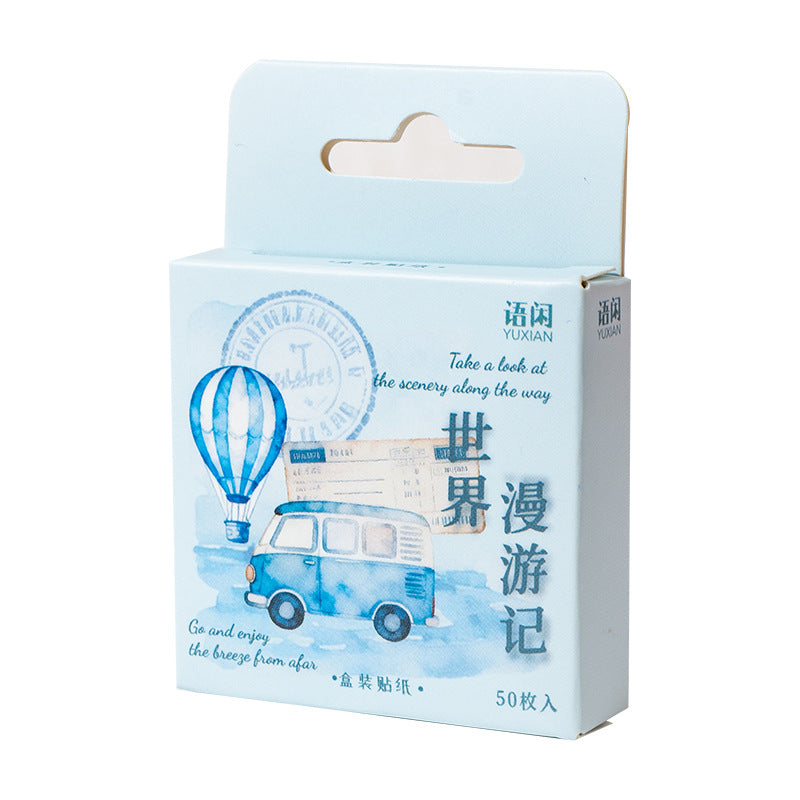 50 pcs Travel & Cafe Sticker Box