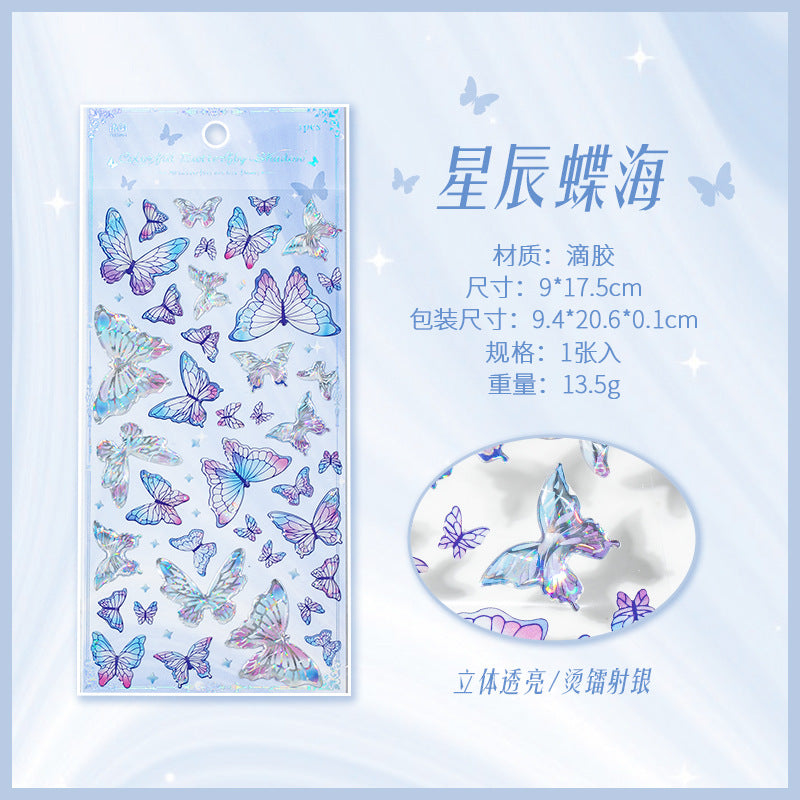 Irdescent Butterfly 3D Sticker Sheet
