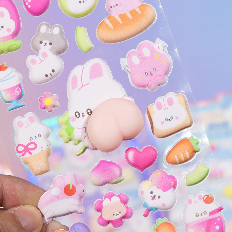 Cute Animal Squishy Puffy Sticker Sheet Vol.1