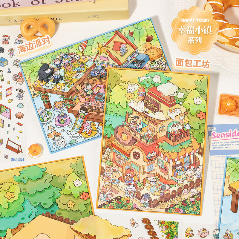 Beach Resort Landscape Sticker Set