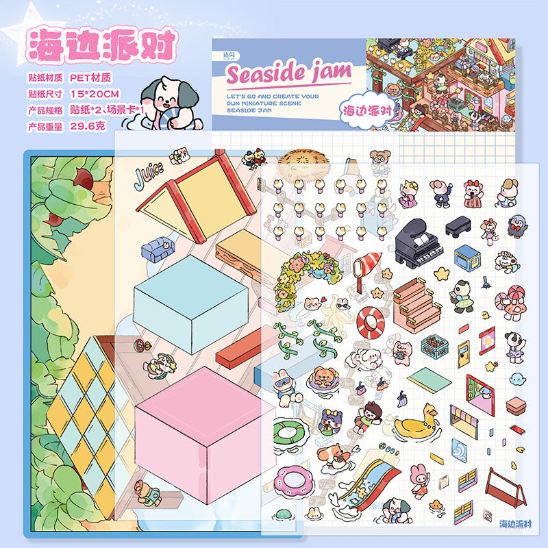 Beach Resort Landscape Sticker Set