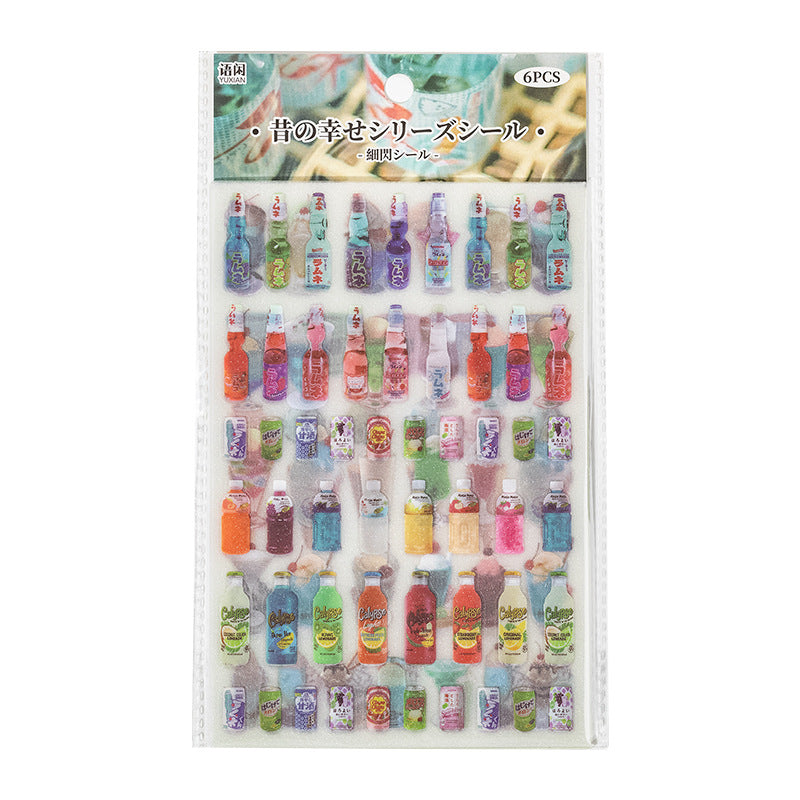 Supermarket Retro Glitter Sticker Sheets