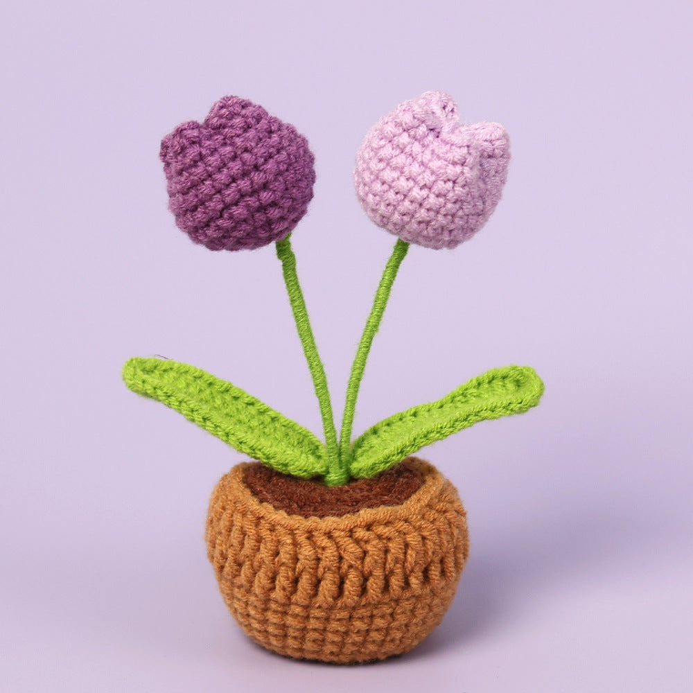 Rejoyce Handmade Crochet Two Heads Potted Tulip
