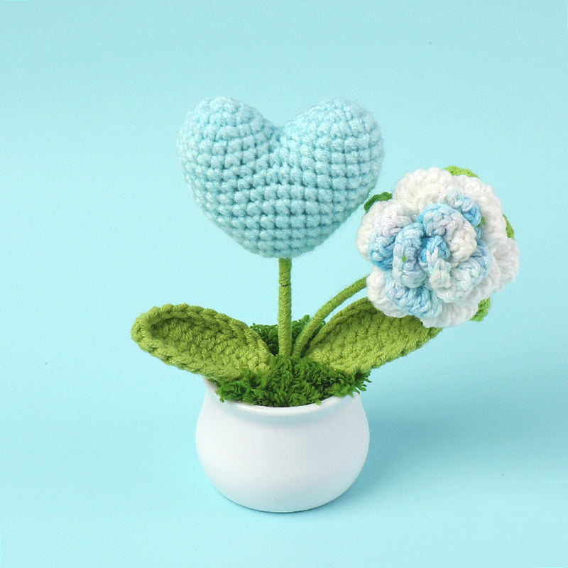 Rejoyce Handmade Crochet Potted Rose with Heart