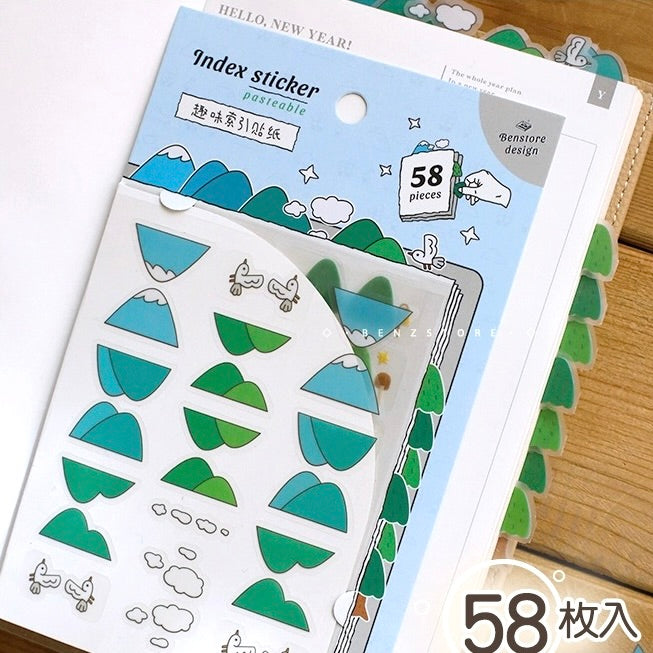 Cute Nature and Animals Index Stickers