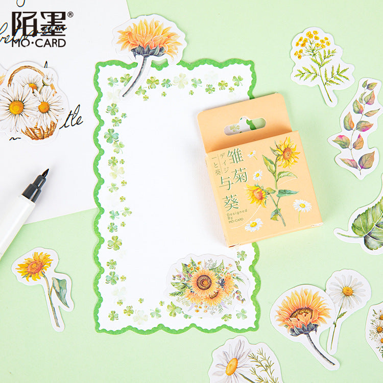 Gänseblümchen- und Sonnenblumen-Aufkleberbox