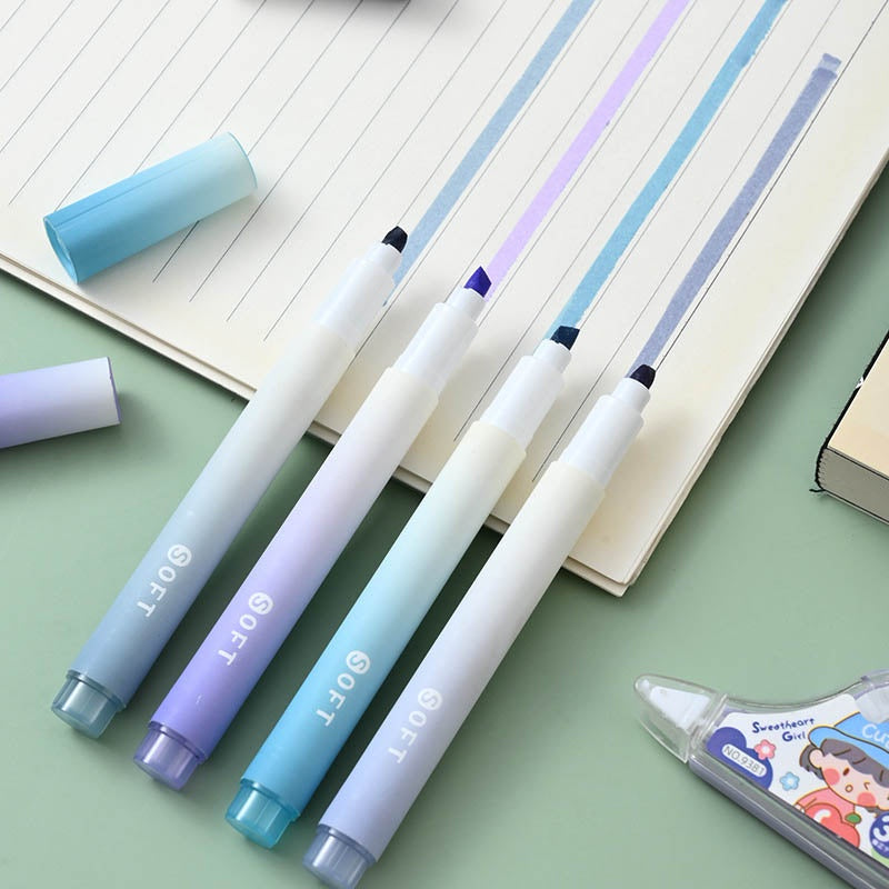 4pcs Gradual Series Soft Tip Highlighter 6 Pieces Set