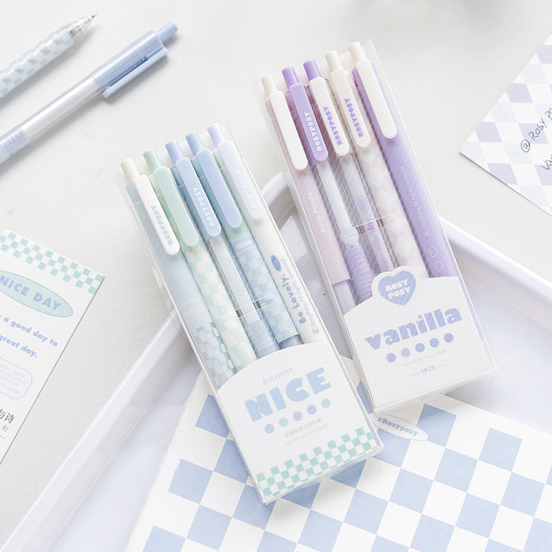 5pcs Nice Checkerboard Gel Pen Set