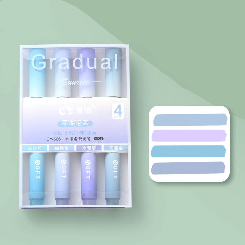 4pcs Gradual Series Soft Tip Highlighter 6 Pieces Set