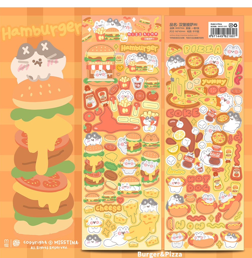 عروض! ملصقات MISSTINA بدون إطار للهامبرجر والبيتزا