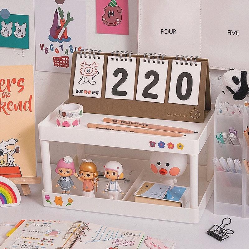 Minimalist Simple White Double Layer Desk Organizer