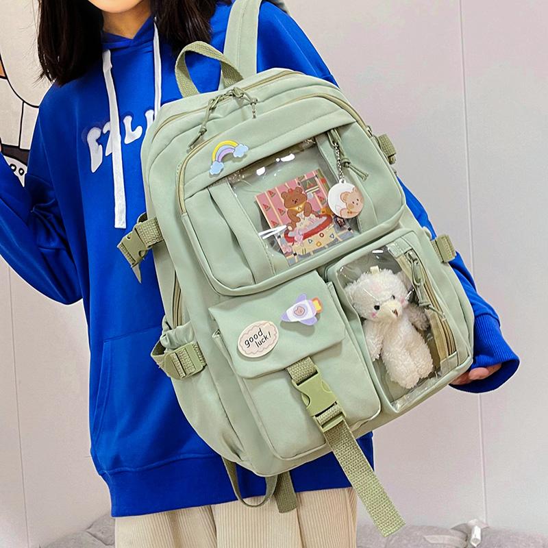 Cute Multi-Pocket Nylon Backpack