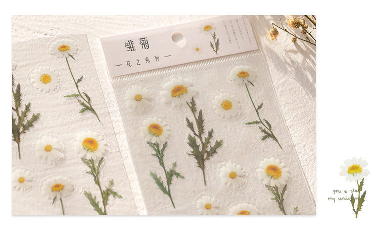 Flower Series 1 PET Vintage Sticker Sheet