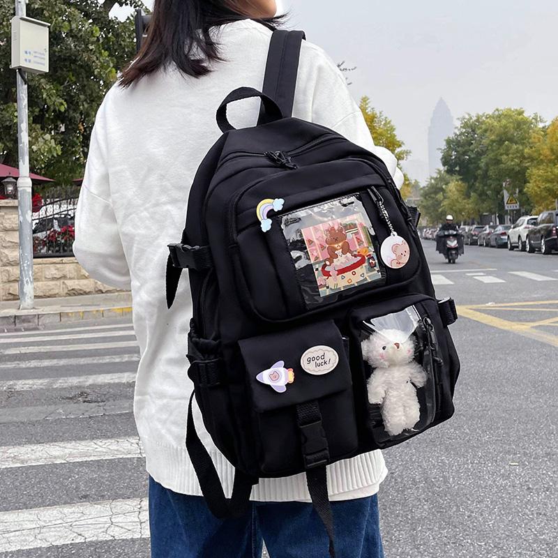 Cute Multi-Pocket Nylon Backpack