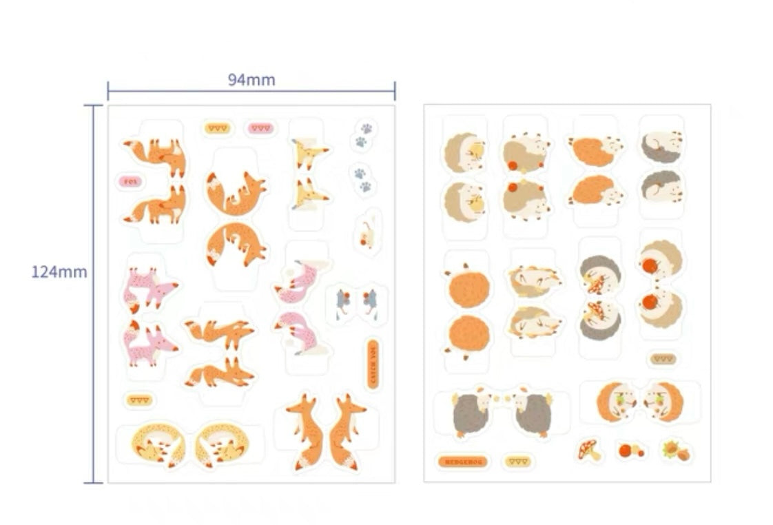 Cute Nature and Animals Index Stickers