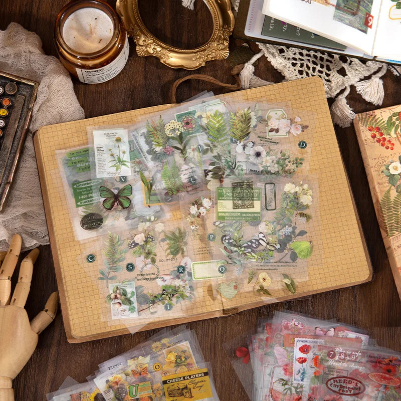 100 pcs Vintage Nature Stickers Pack