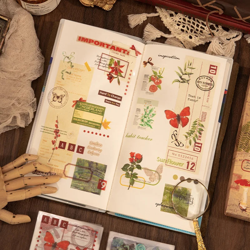 100 pcs Vintage Nature Stickers Pack