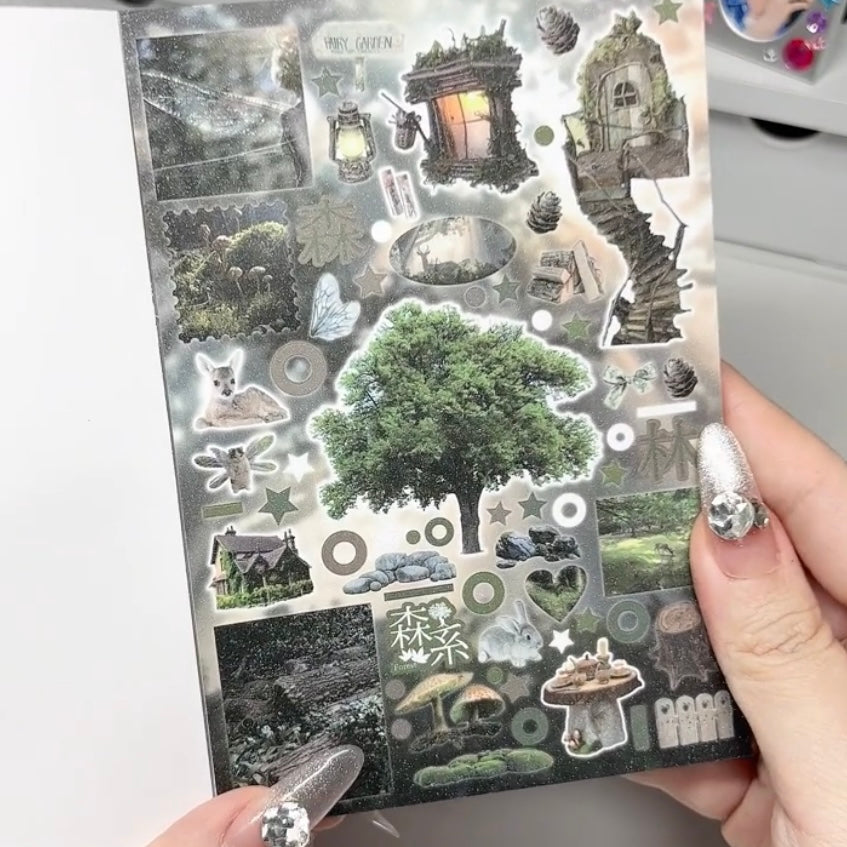 Blue Rain Retro Sticker Book