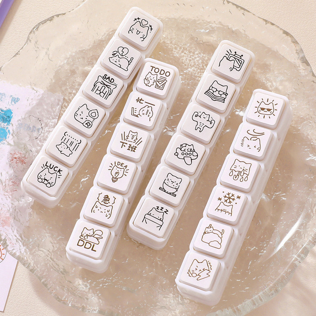 6 in 1 Kitten Daily Recording Stamps