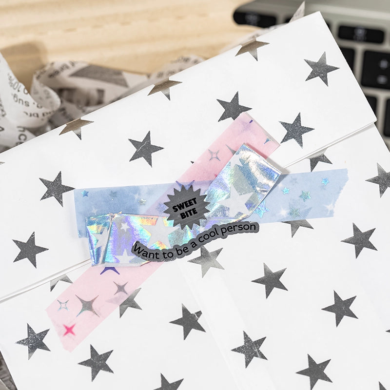 12pcs Silver Foil Star Washi Tapes Set