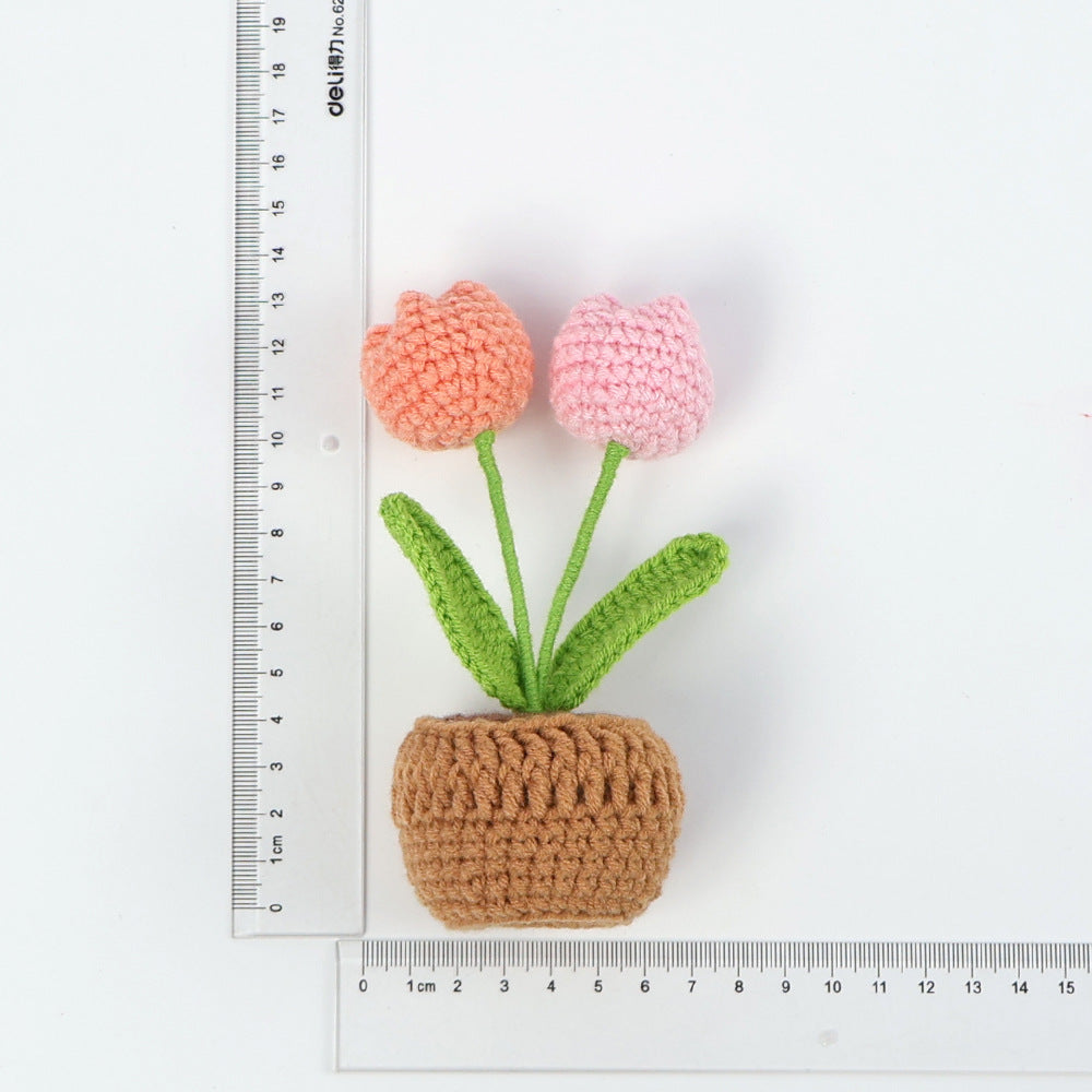 Rejoyce Handmade Crochet Two Heads Potted Tulip