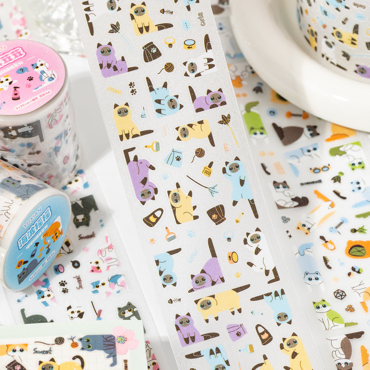 Kitty Frame Glitter Sticker Tape