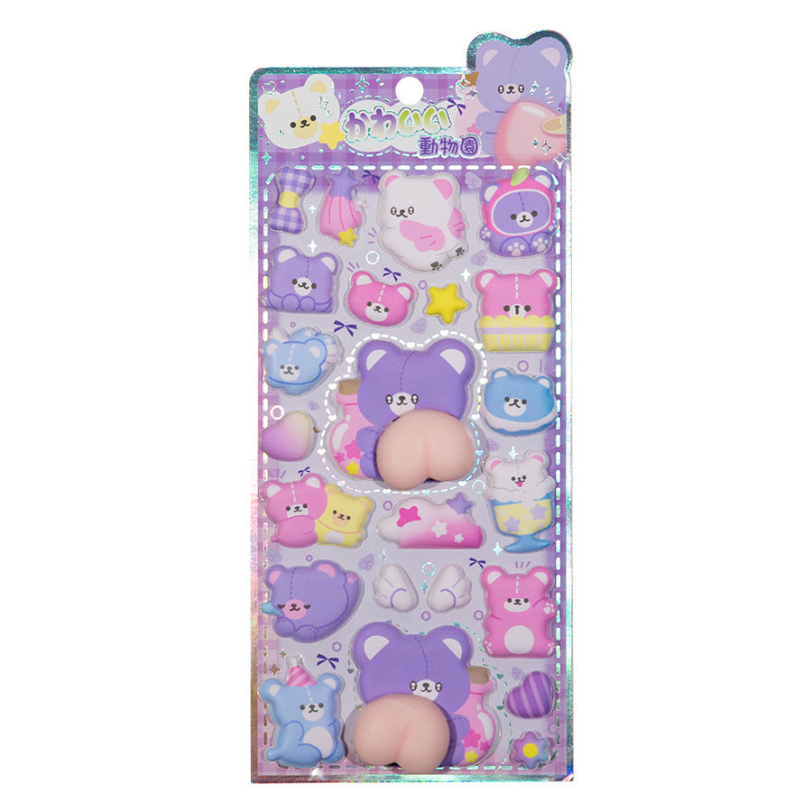 Cute Animal Squishy Puffy Sticker Sheet Vol.1