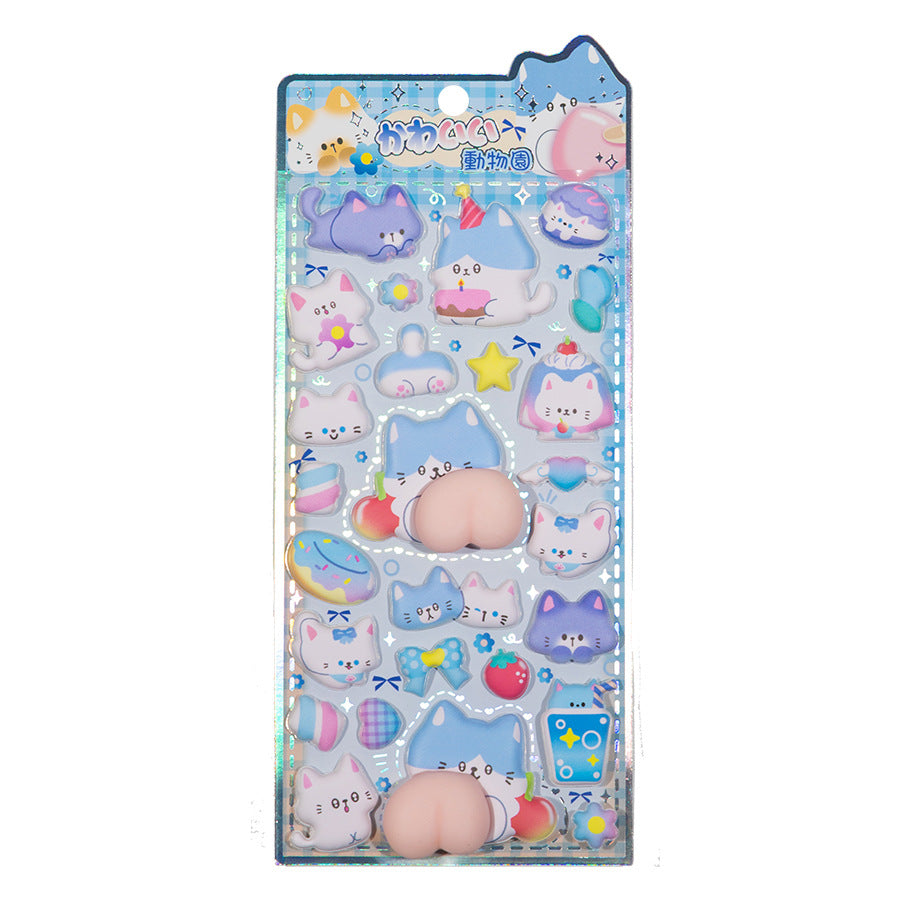Cute Animal Squishy Puffy Sticker Sheet Vol.1