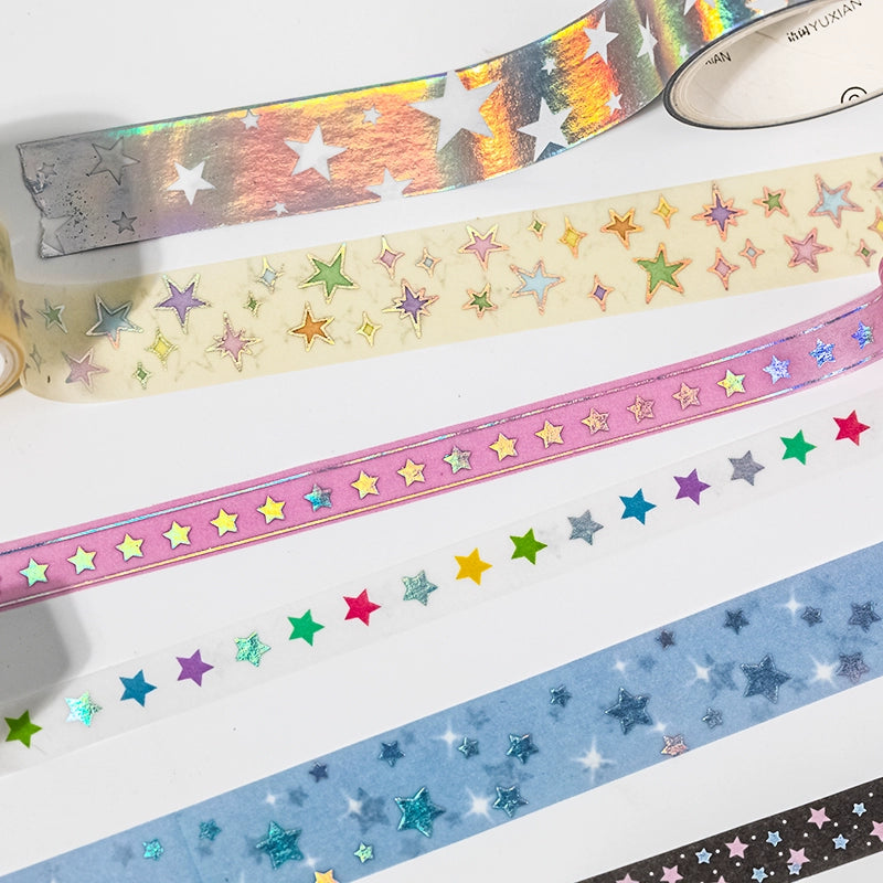 12pcs Silver Foil Star Washi Tapes Set